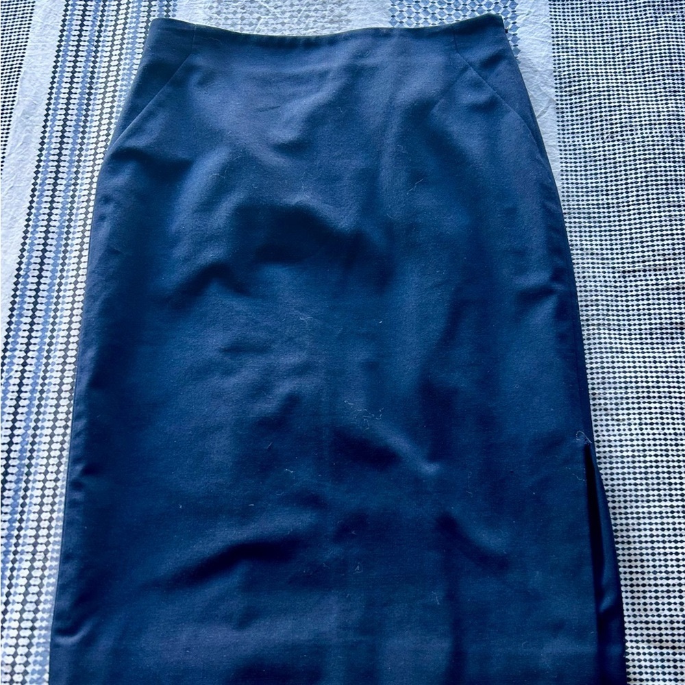 Ann Taylor Midi Pencil Skirt with Slit on the side for 4 navy